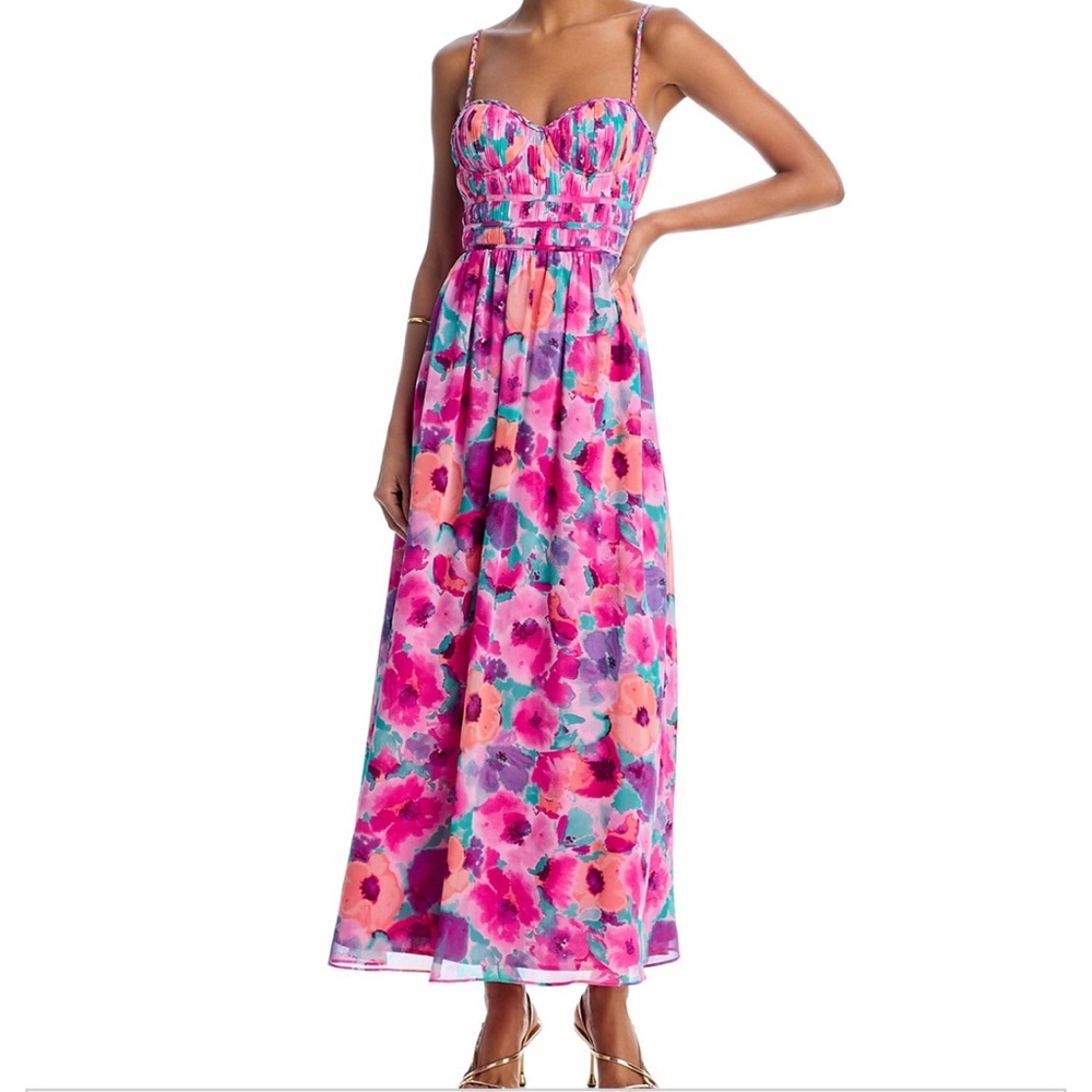NWT Bloomingdale’s Aqua Floral Maxi Dress